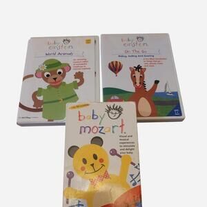Vintage Baby Einstein lot- World Animals and On The Go Dvds and Baby Mozart VHS